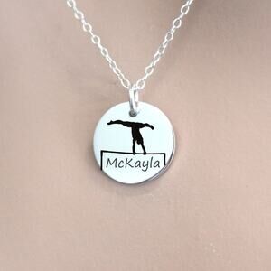 Sterling Silver Customizable Name Gymnast High Bar Necklace